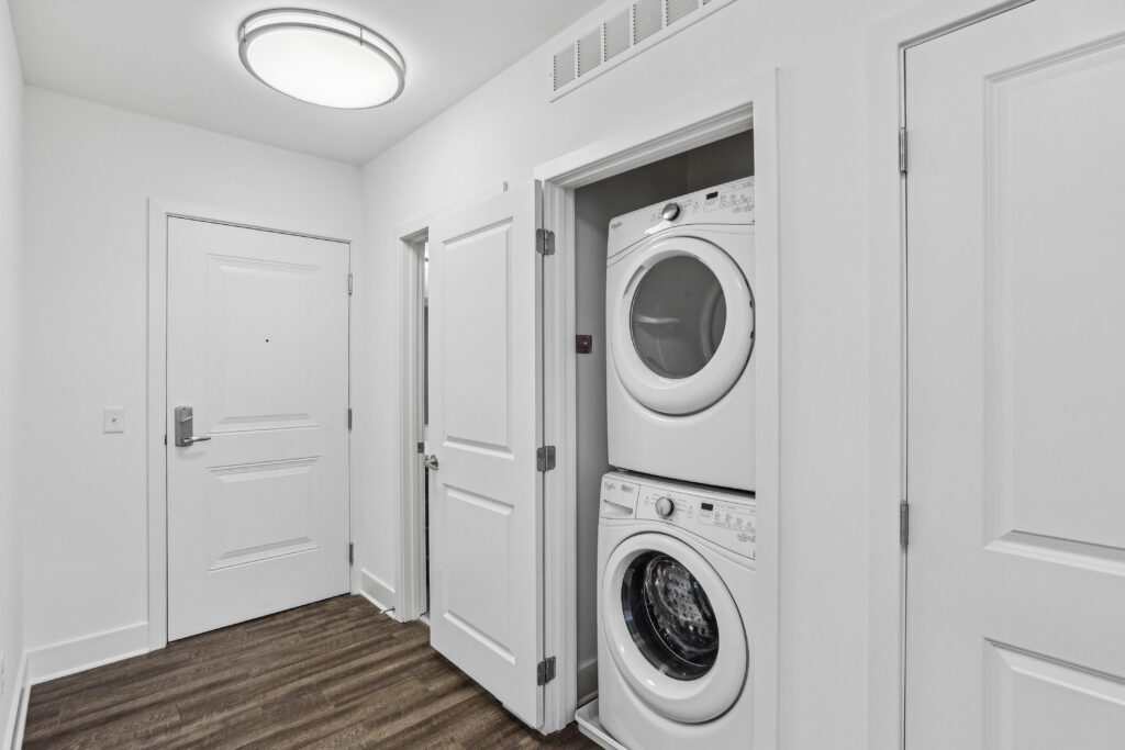 washer dryer closet in the hallway